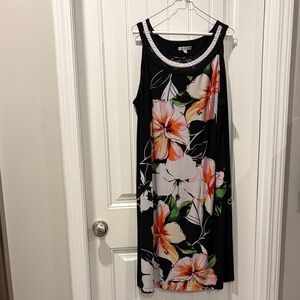 Sandra Darren Black Dress with Floral Accents